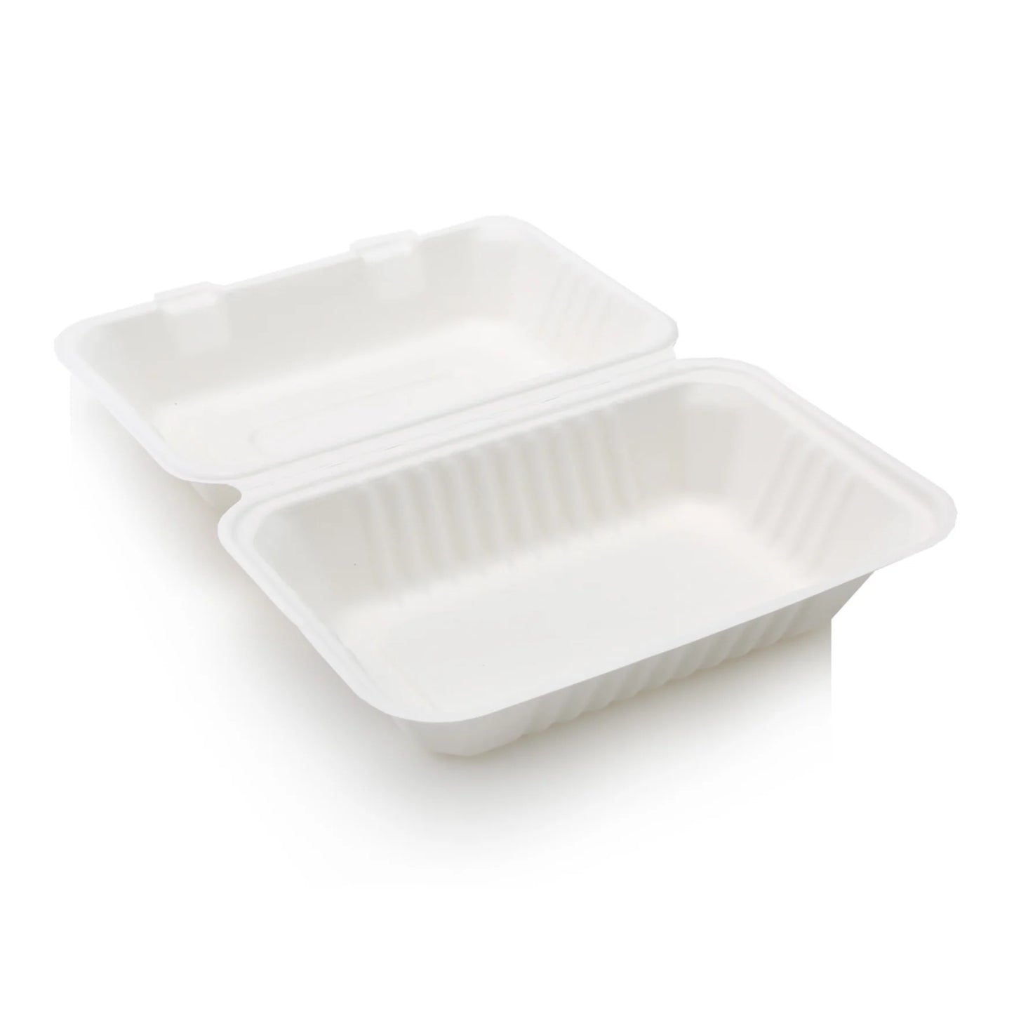 Sugarcane/Bagasse Clamshell Food Container 9x6x3" - 200 Pcs