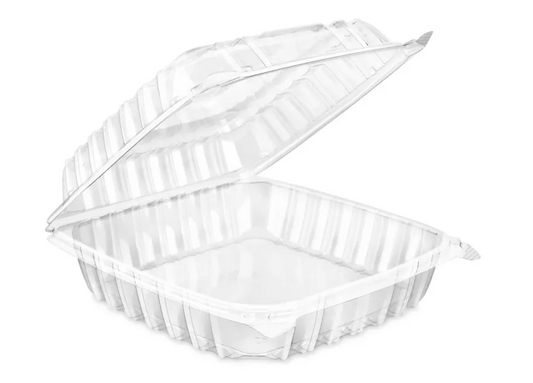 Clear Hinged PET Container 6x6x3" - 300 Pcs