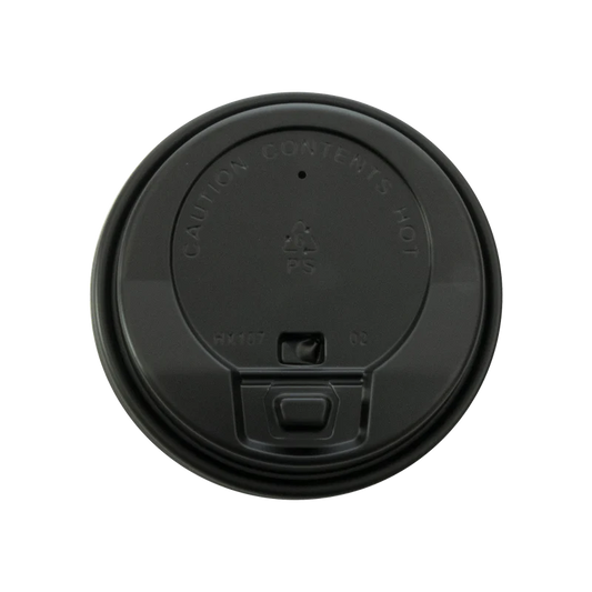 80mm White/Black Round Flip Top Lid (Fits 8oz) - 1000 Pcs