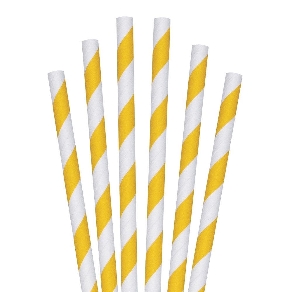 Straw Biodegradable Paper - Yellow White Stripe - 5000pcs - greenhutpackaging