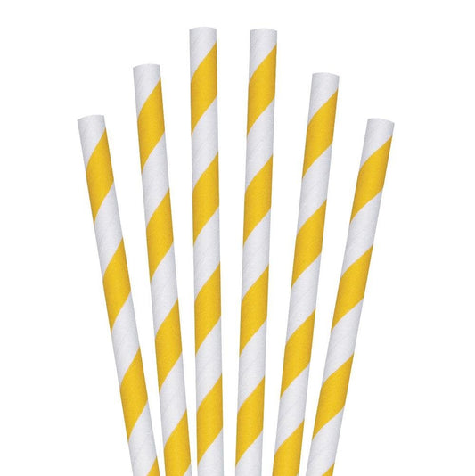 Straw Biodegradable Paper - Yellow White Stripe - 5000pcs - greenhutpackaging