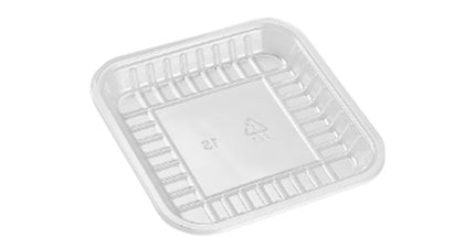1S PET Clear Meat/Sushi Tray - 13.5x13.5x1cm - 1000 Pcs
