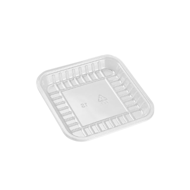 1S PET Clear Meat/Sushi Tray - 13.5x13.5x1cm - 1000 Pcs