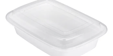 28oz - White PP Rectangular Container W/ Lid - 150 Sets - greenhutpackaging