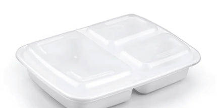 39oz 3 Compartment Rectangle PP White Microwavable - 150 Sets