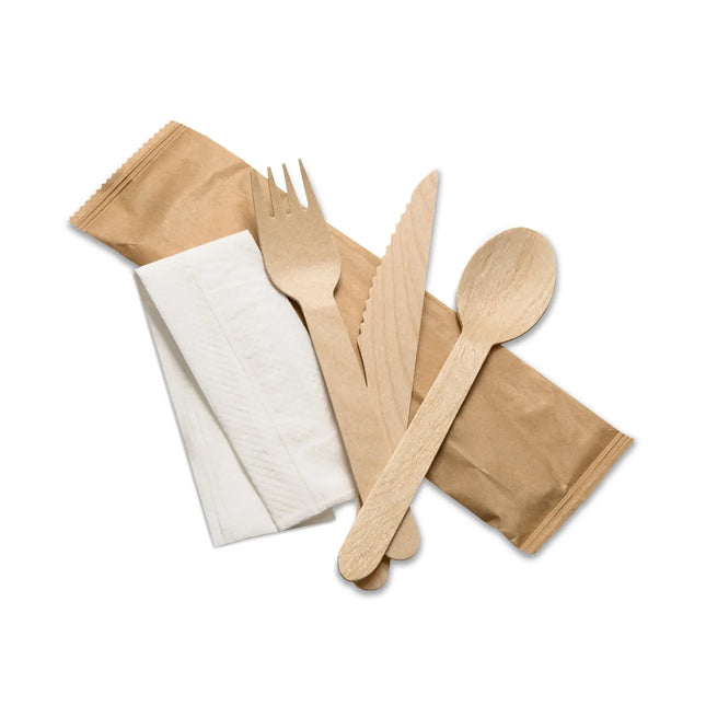 Compostable Wooden Cutlery Set 6" - 250 Pcs