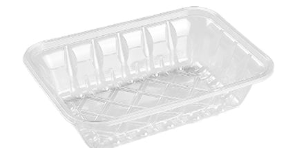 42P PET Clear Meat/Sushi Tray - 21x14.6x5.1cm - 400 Pcs
