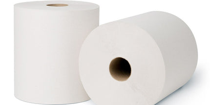 White Paper Roll Hand Towel 8"x600' - 12 Rolls