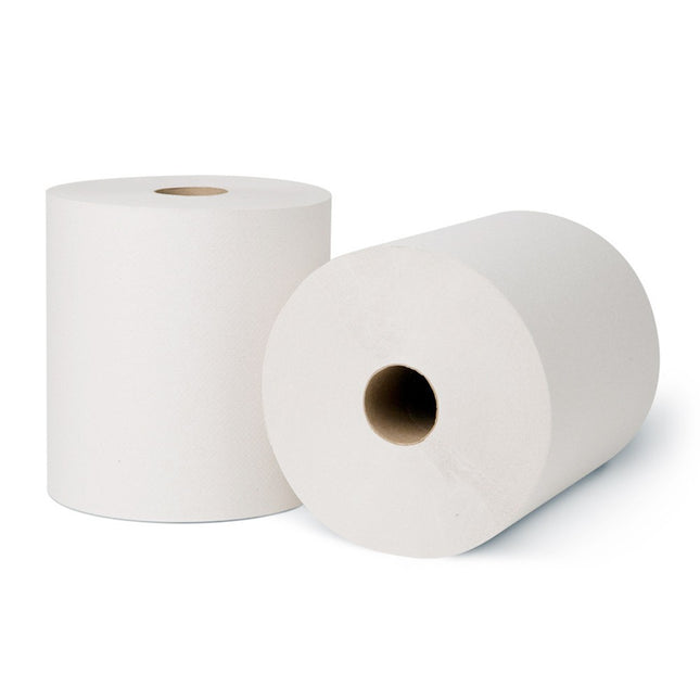 White Paper Roll Hand Towel 8"x600' - 12 Rolls