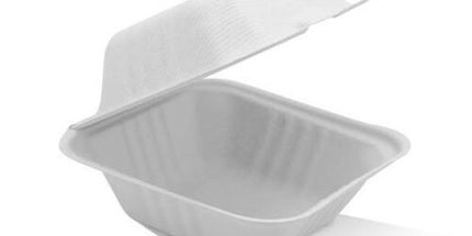 Sugarcane/Bagasse Clamshell Food Container 6x6x3" - 500 Pcs