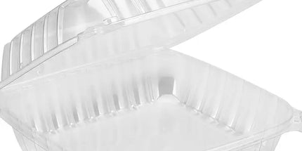 Clear Hinged PET Container 8x8x3" - 200 Pcs