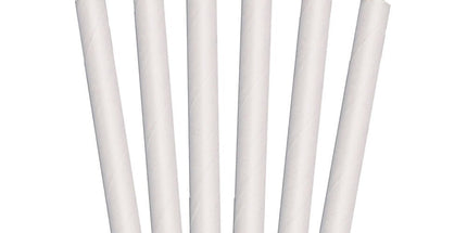 9" 8mm | Straw Paper Individually Wrapped - Plain White - 1000pcs - greenhutpackaging