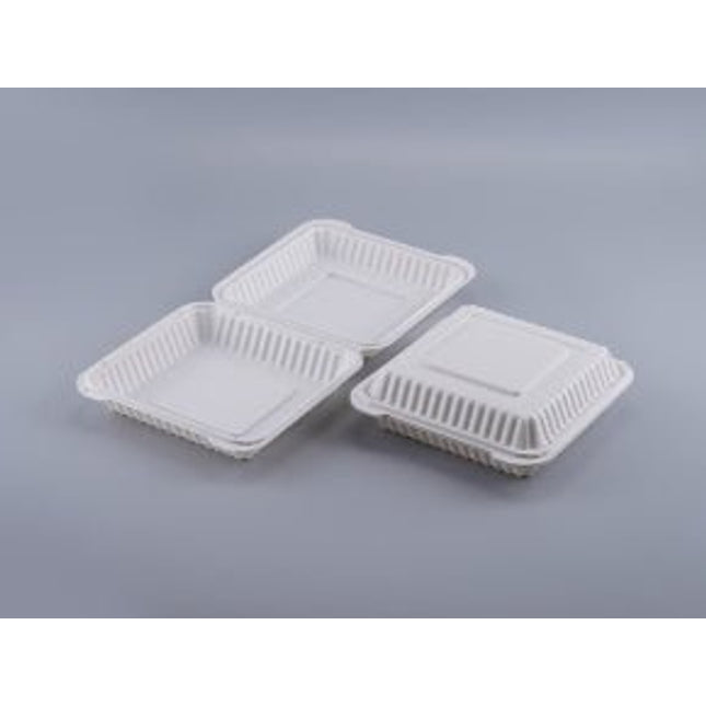 #91 | 9x9x2.7" | Hinged Clamshell PP Microwaveable Container - greenhutpackaging