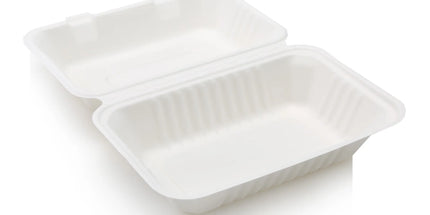 Sugarcane/Bagasse Clamshell Food Container 9x6x3" - 200 Pcs