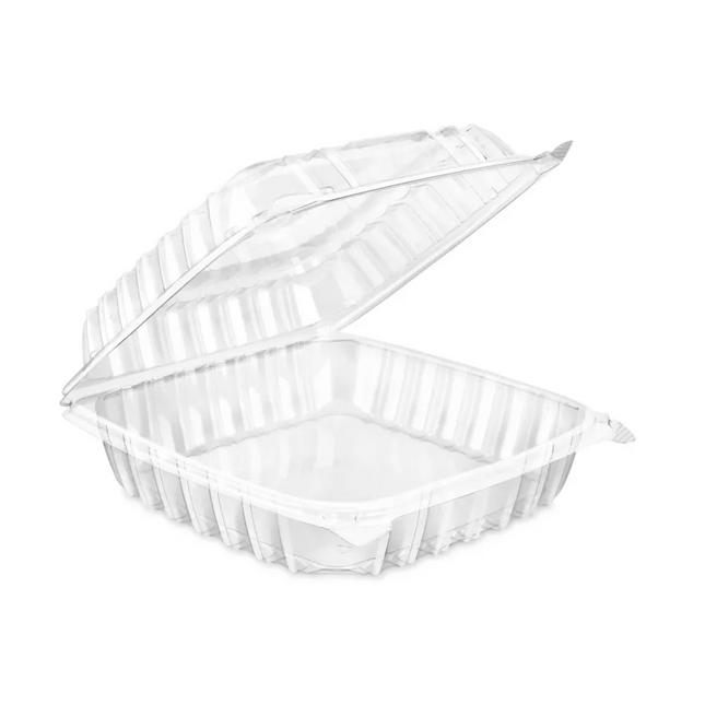 Clear Hinged PET Container 9x9x3" - 200 Pcs