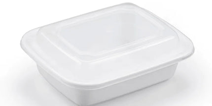 12oz - White PP Rectangular Container W/ Lid - 150 Sets