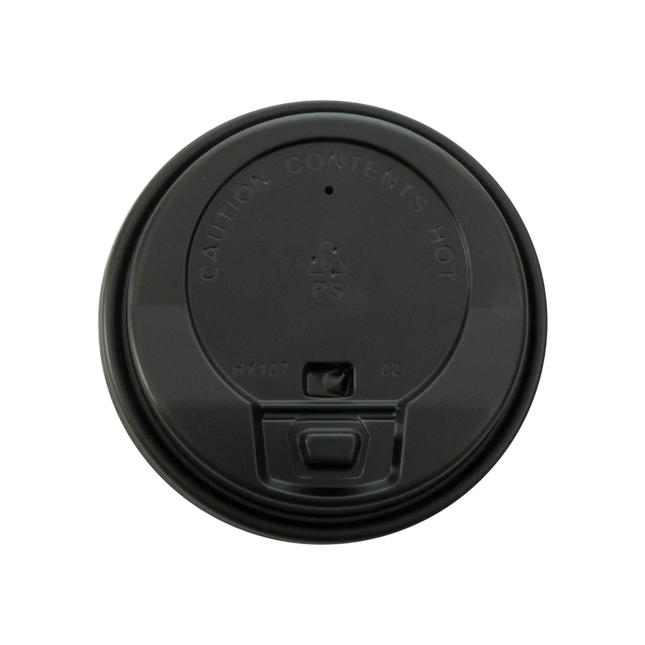 90mm White/Black Round Flip Top Lid (Fits 10-24oz) - 1000 Pcs