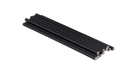 8" 6mm Black Unwrapped Paper Straw - 2000 Pcs