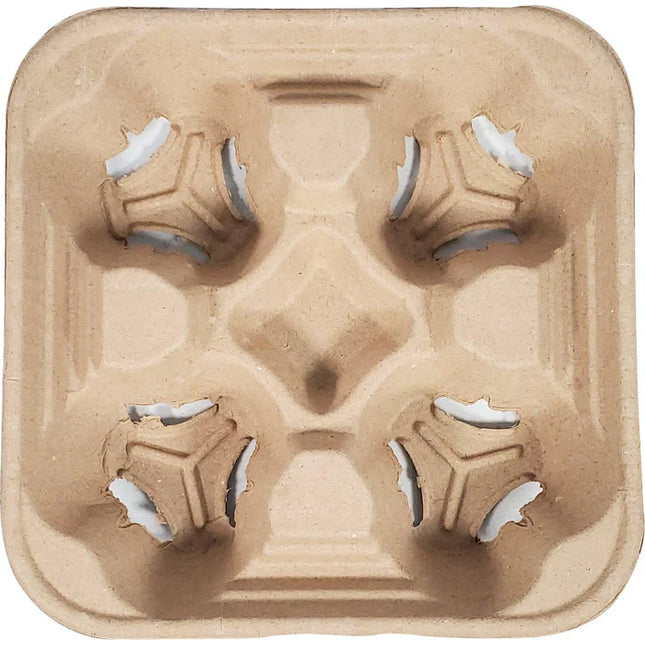 Kraft Paper Tray - 4cup Sturdy Cup Holder - 300 Pcs