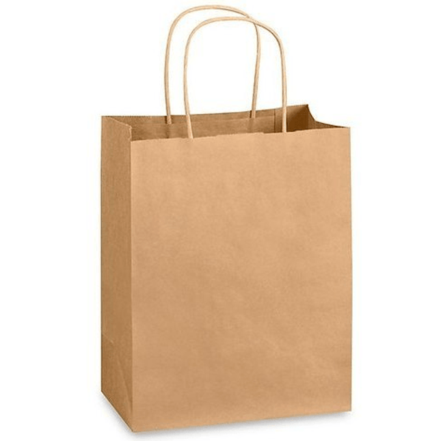 Natural Kraft Paper Handle Bag - 10"x5"x13" - 200pcs - greenhutpackaging