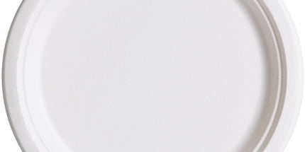 10" Compostable Sugarcane White Round Plate - 500 Pcs