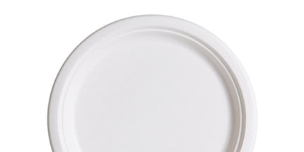 7" Compostable Sugarcane White Round Plate - 500 Pcs
