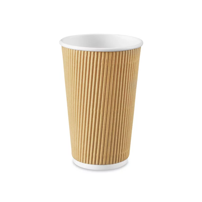 16oz White Ripple Wall Paper Hot Cup - 500 Pcs