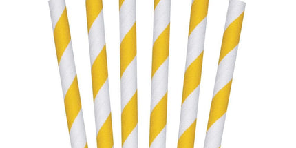 Straw Biodegradable Paper - Yellow White Stripe - 5000pcs - greenhutpackaging