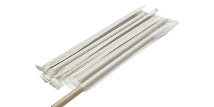 8.25" Paper Straw 12mm Individually Wrapped Kraft - 2000pcs