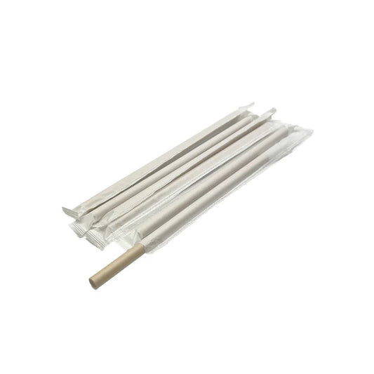 8.25" Paper Straw 12mm Individually Wrapped Kraft - 2000pcs